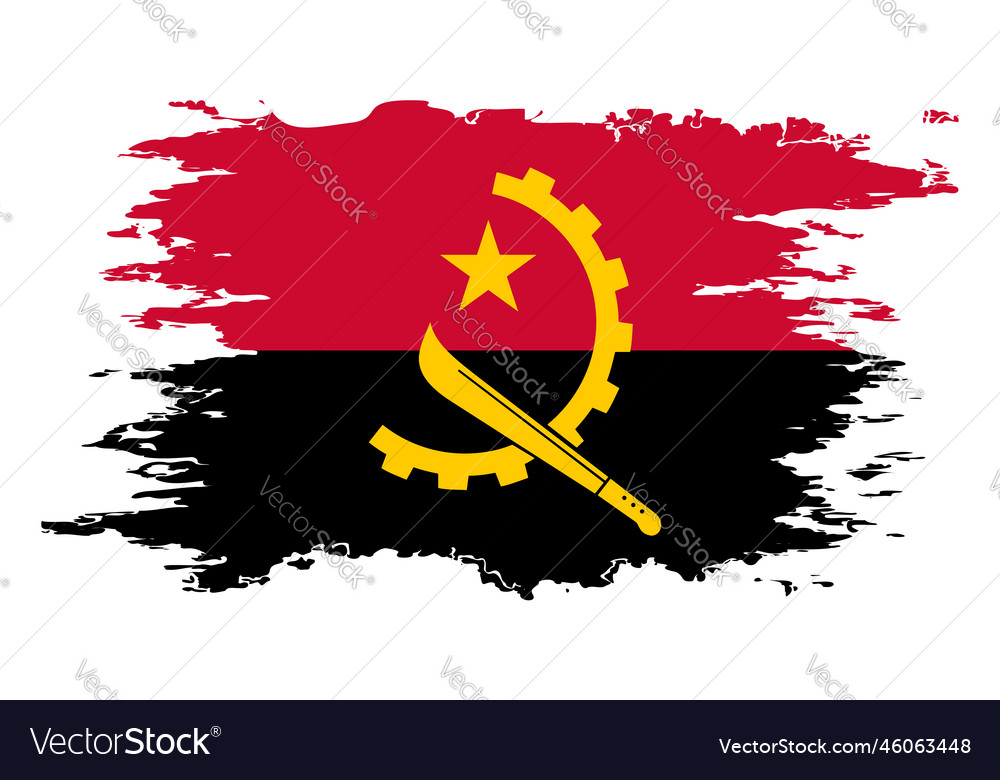 Angola flag grunge brush color image Royalty Free Vector