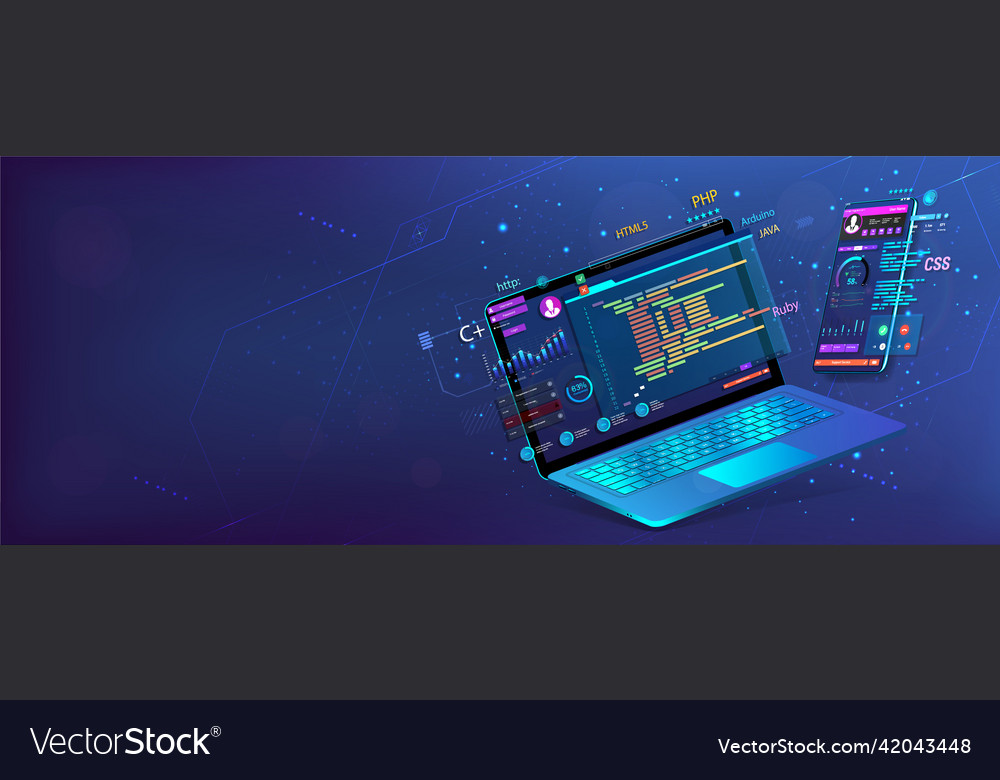 Banner software ui and development for different Vector Image