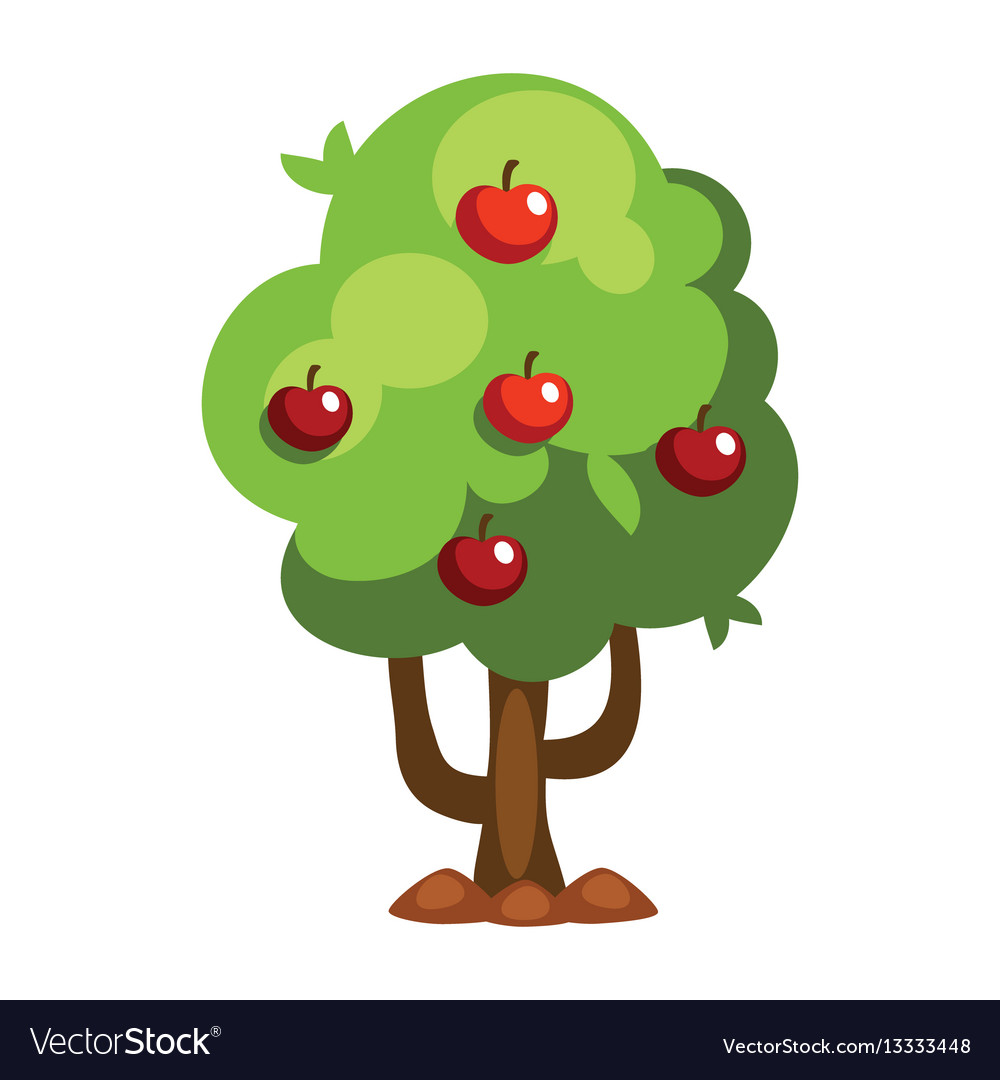 Cartoon Apple Tree Royalty Free Vector Image VectorStock