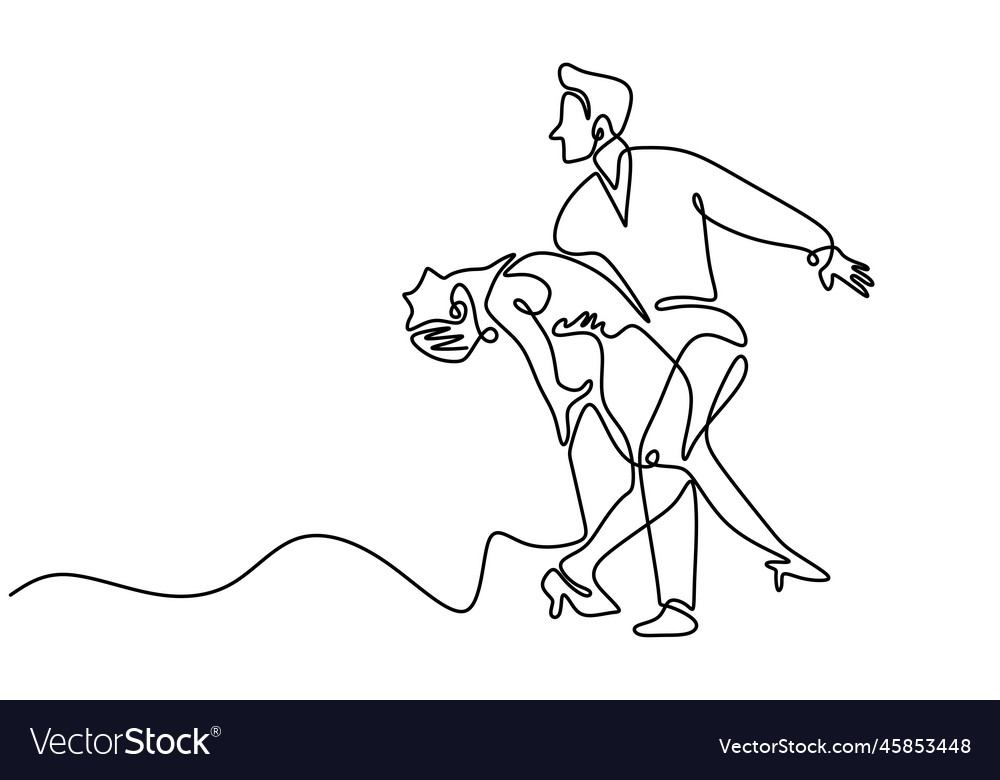 Continuous one line drawing of dancing couple