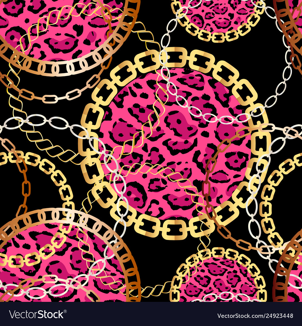 Fashion seamless pattern with golden chains