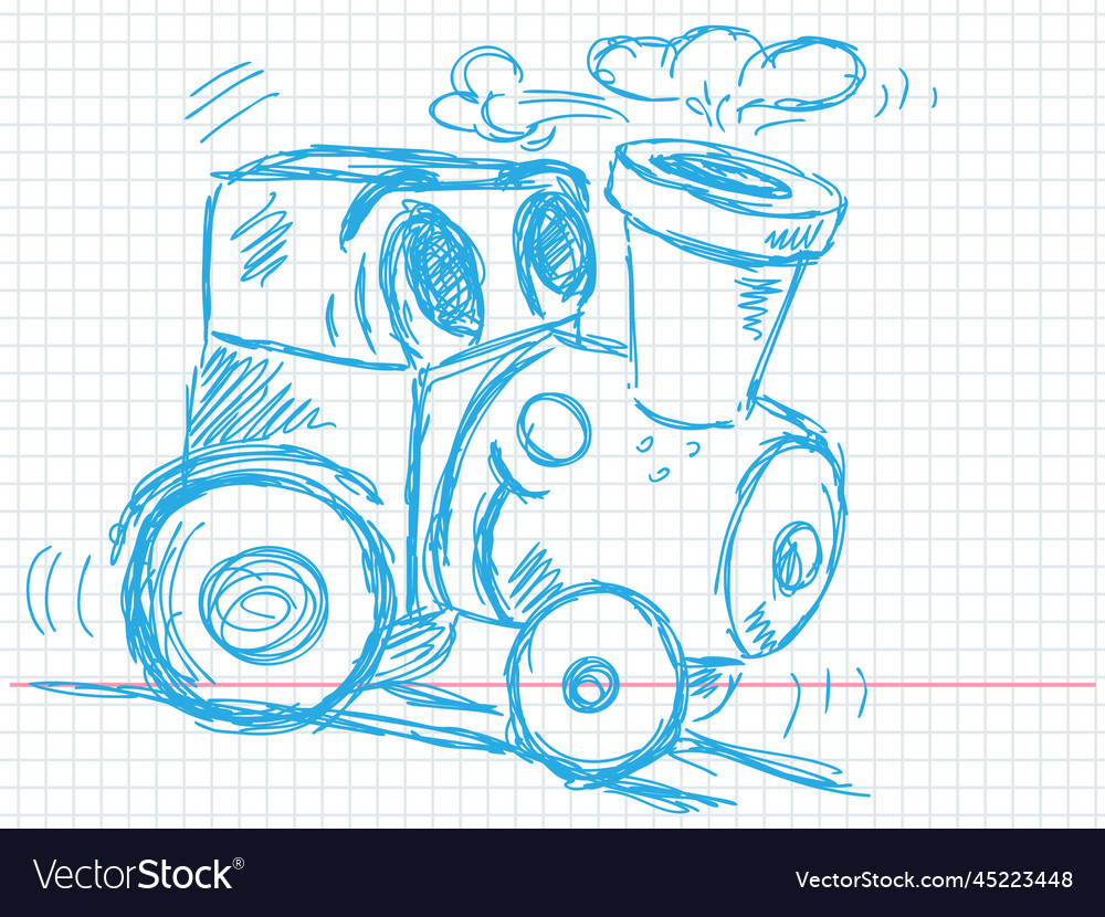 Hand drawn train Royalty Free Vector Image - VectorStock