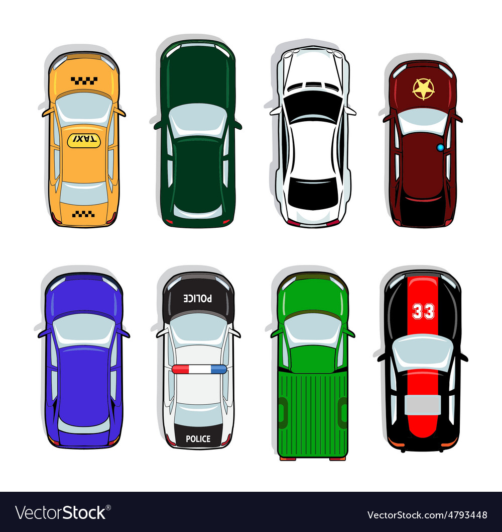 Police car and taxi sports sedan icons Royalty Free Vector