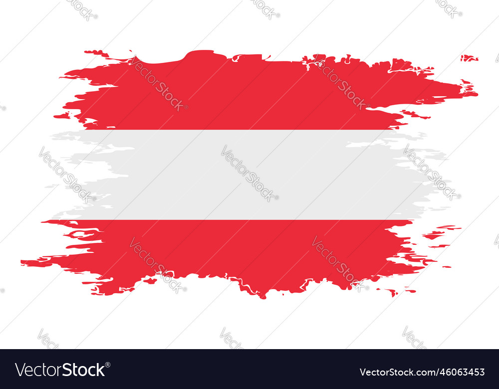 Austria flag grunge brush color image Royalty Free Vector