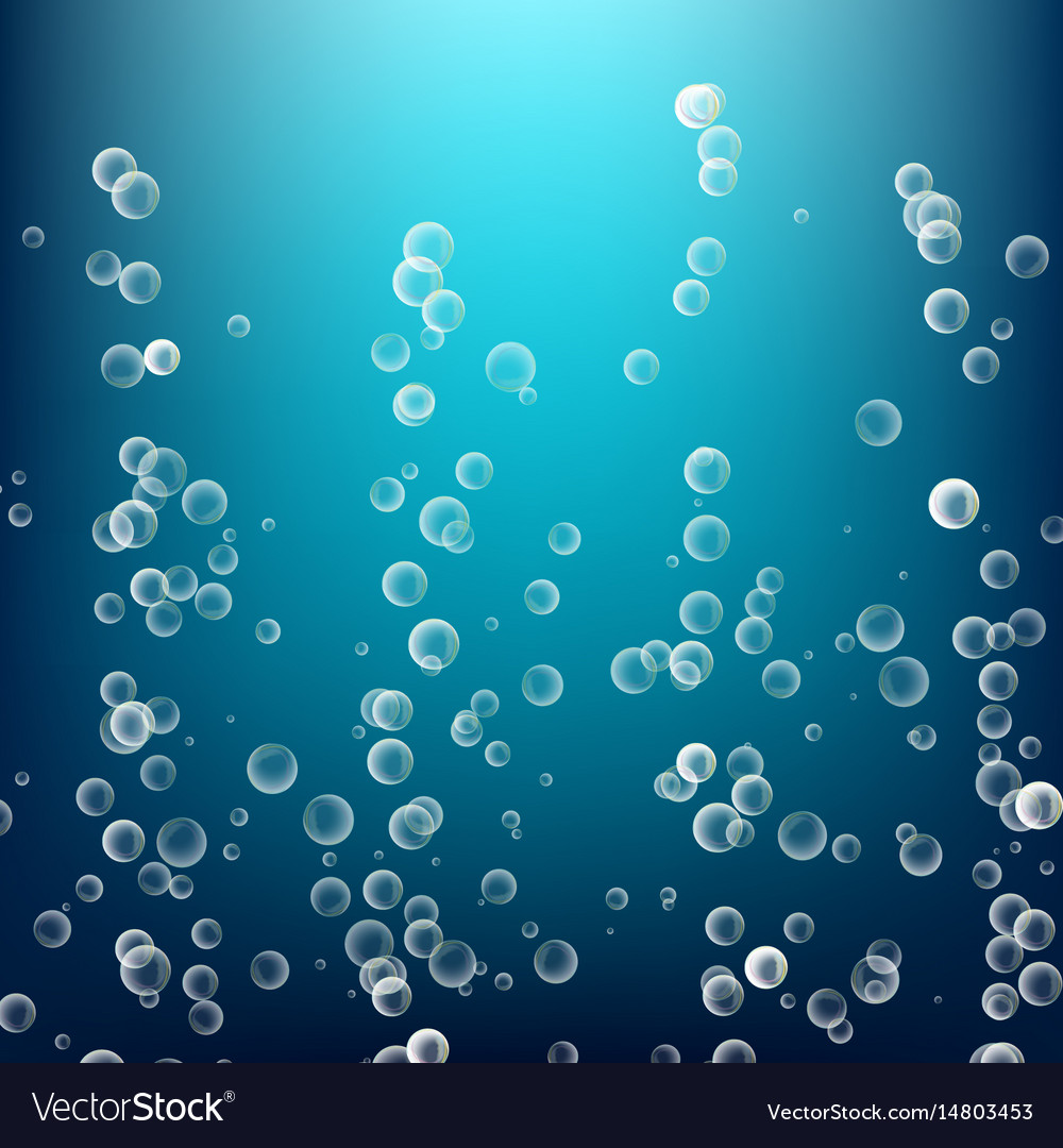 Bubbles in water 3d realistic deep Royalty Free Vector Image