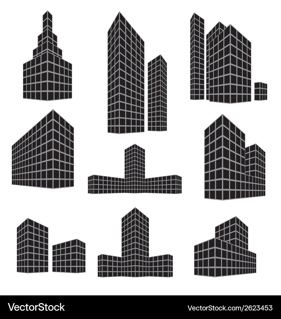 Building icon set Royalty Free Vector Image - VectorStock