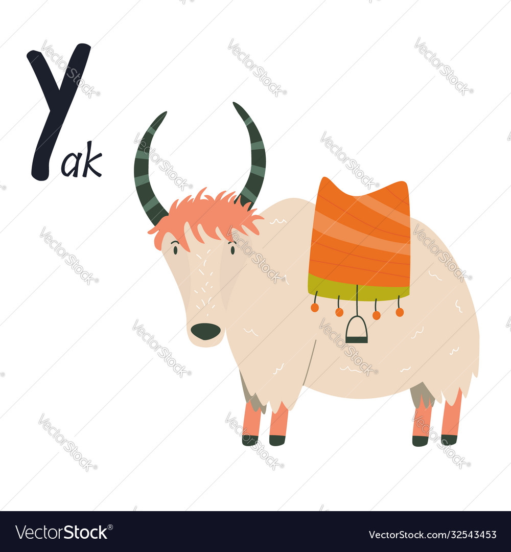 Funny image yak and letter y zoo alphabet Vector Image Funny image yak and letter y zoo alphabet Vector Image