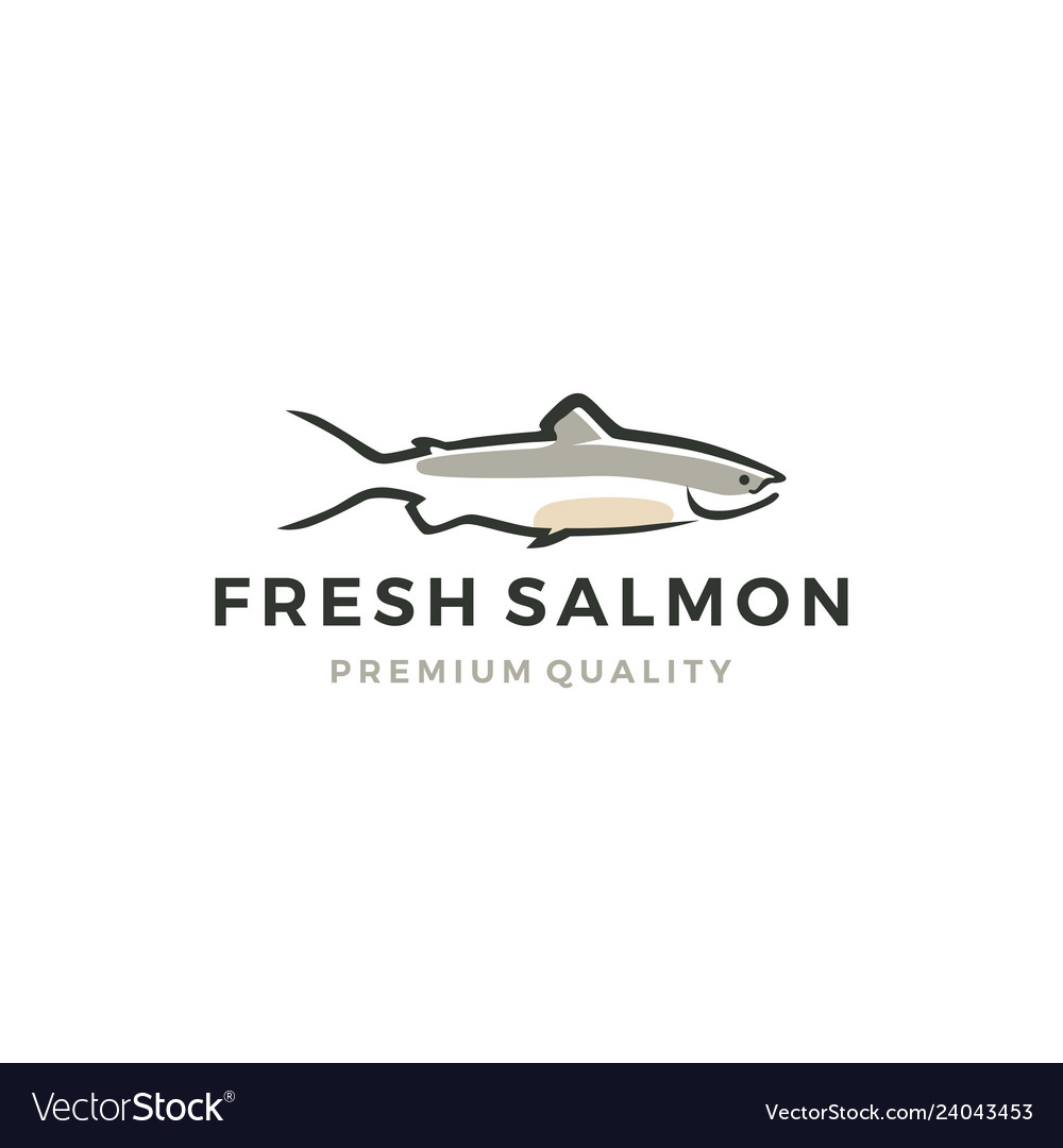 Salmon fish logo seafood label badge sticker Vector Image