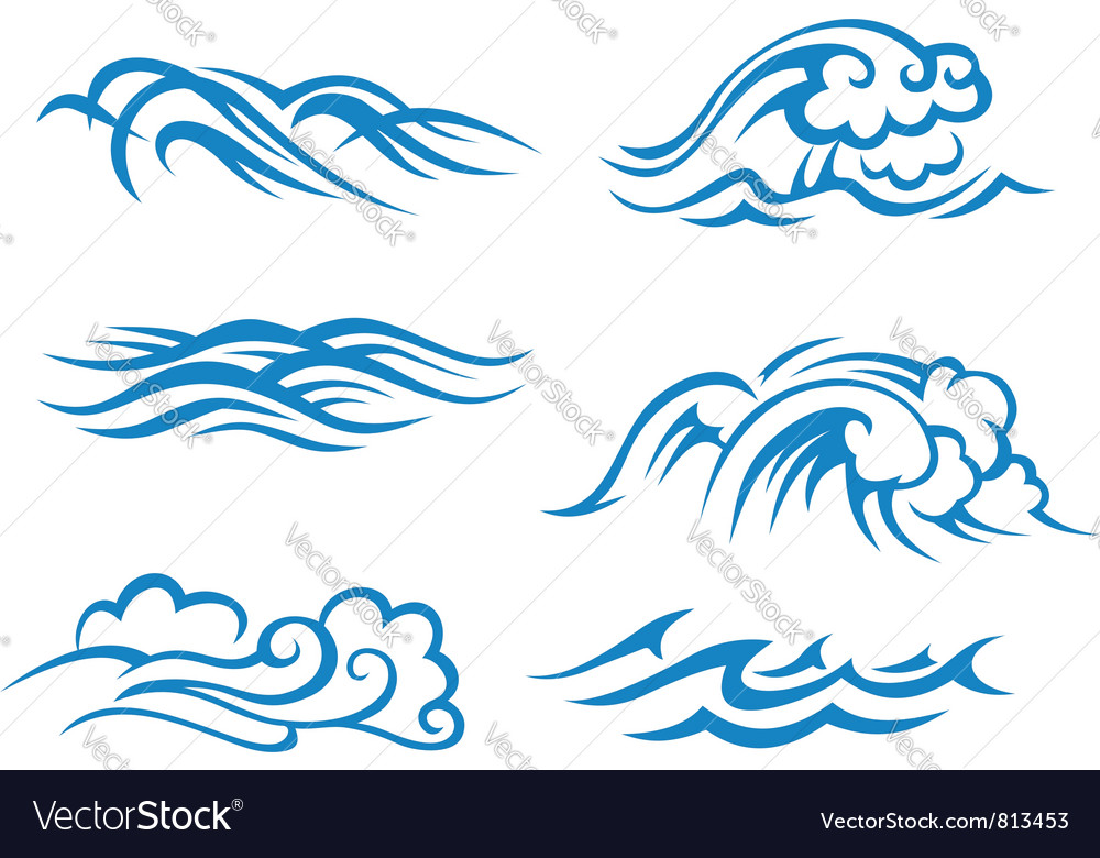 Download Sea and ocean waves Royalty Free Vector Image - VectorStock