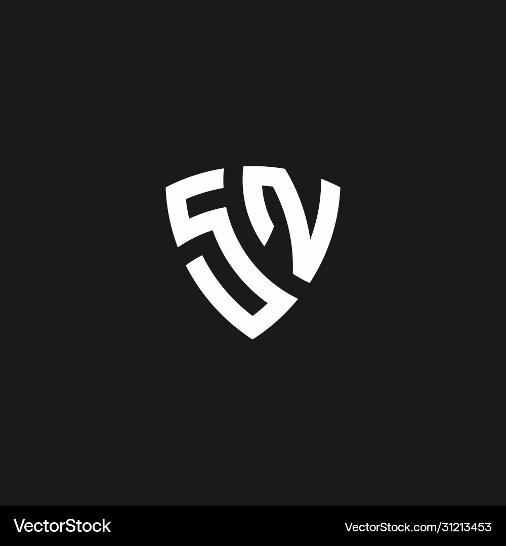 Sn monogram logo with shield shape Royalty Free Vector Image