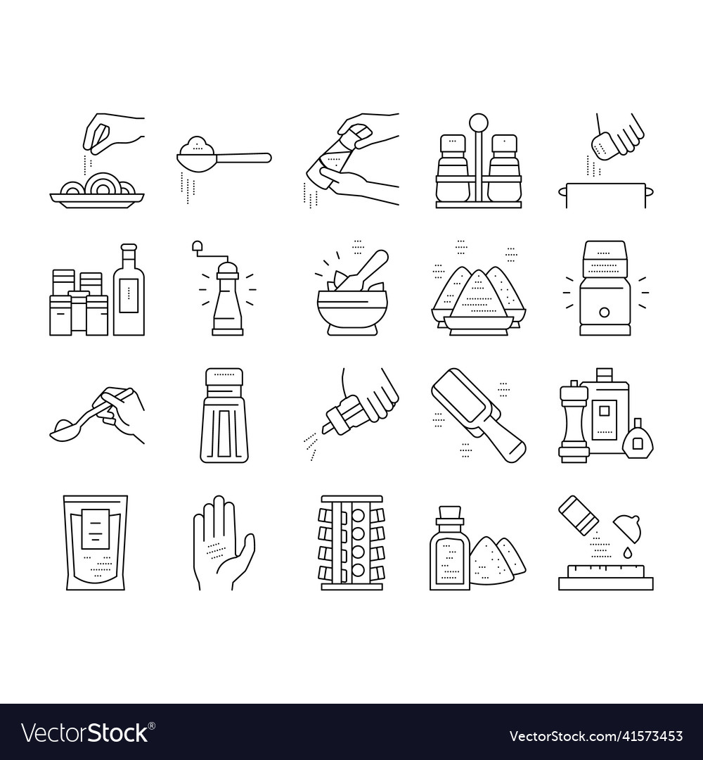 Spice condiment herb collection icons set Vector Image