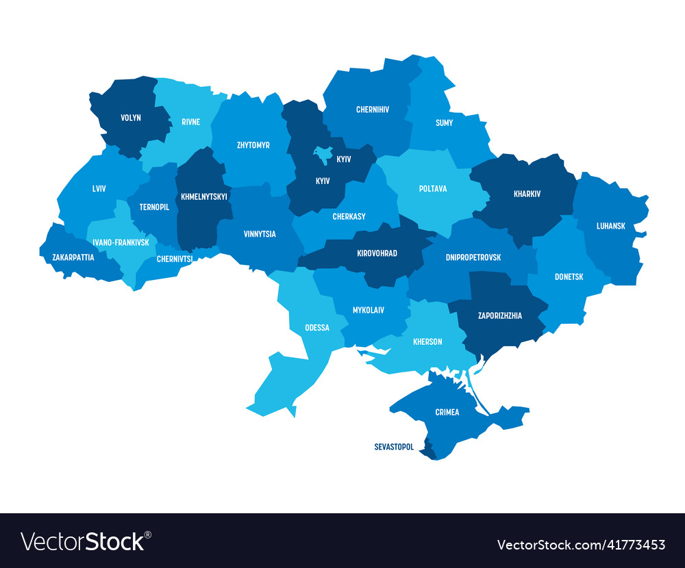 Ukraine - administrative map of oblasts Royalty Free Vector