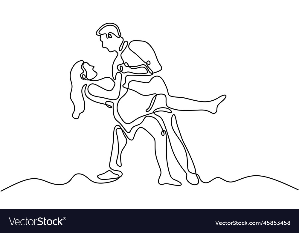 Continuous one line drawing of romantic tango