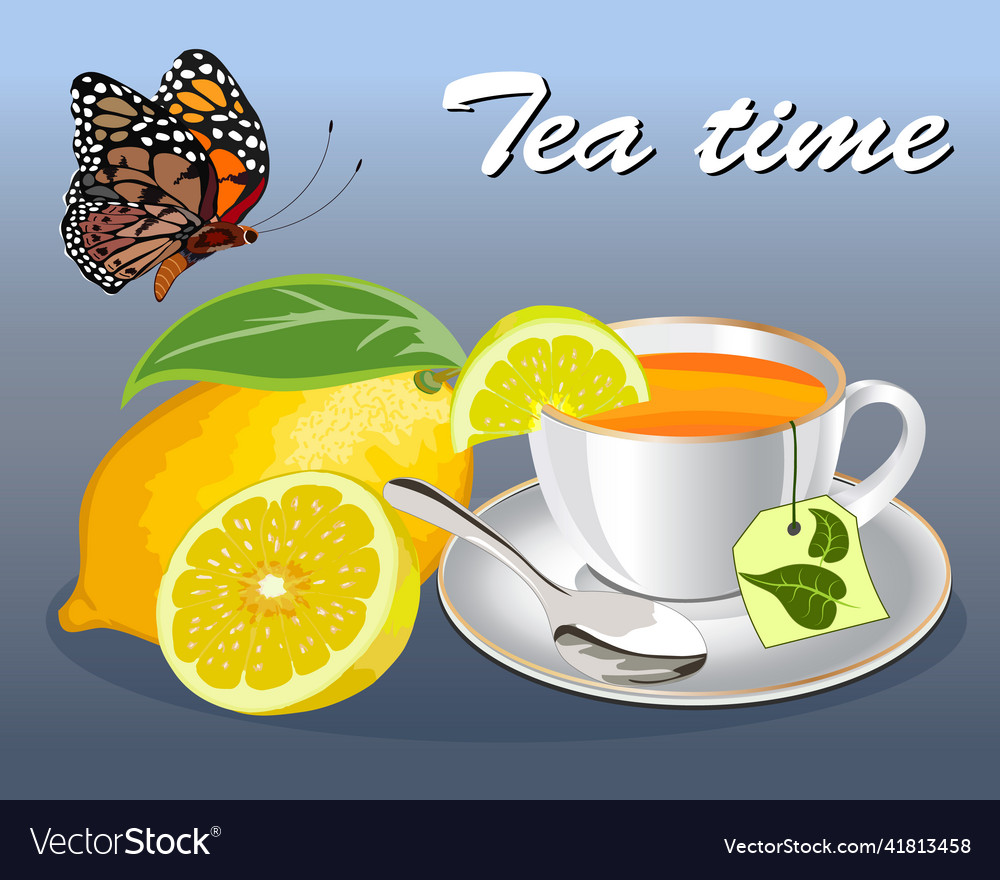 Cup With Tea And Lemon Royalty Free Vector Image