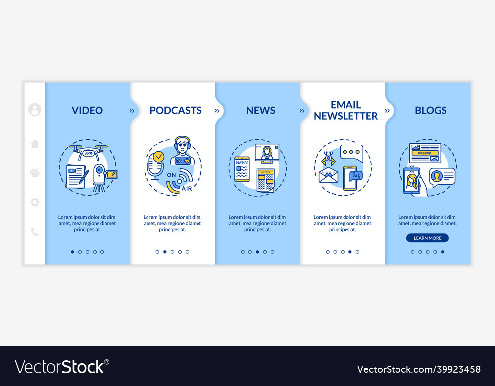 Digital content creation onboarding template vector image Digital content creation onboarding template