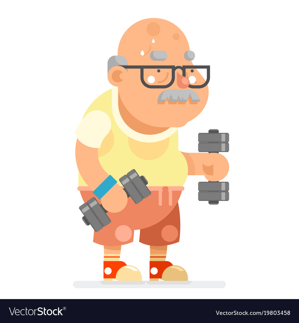 Fitness dumbbells exercises grandfather adult