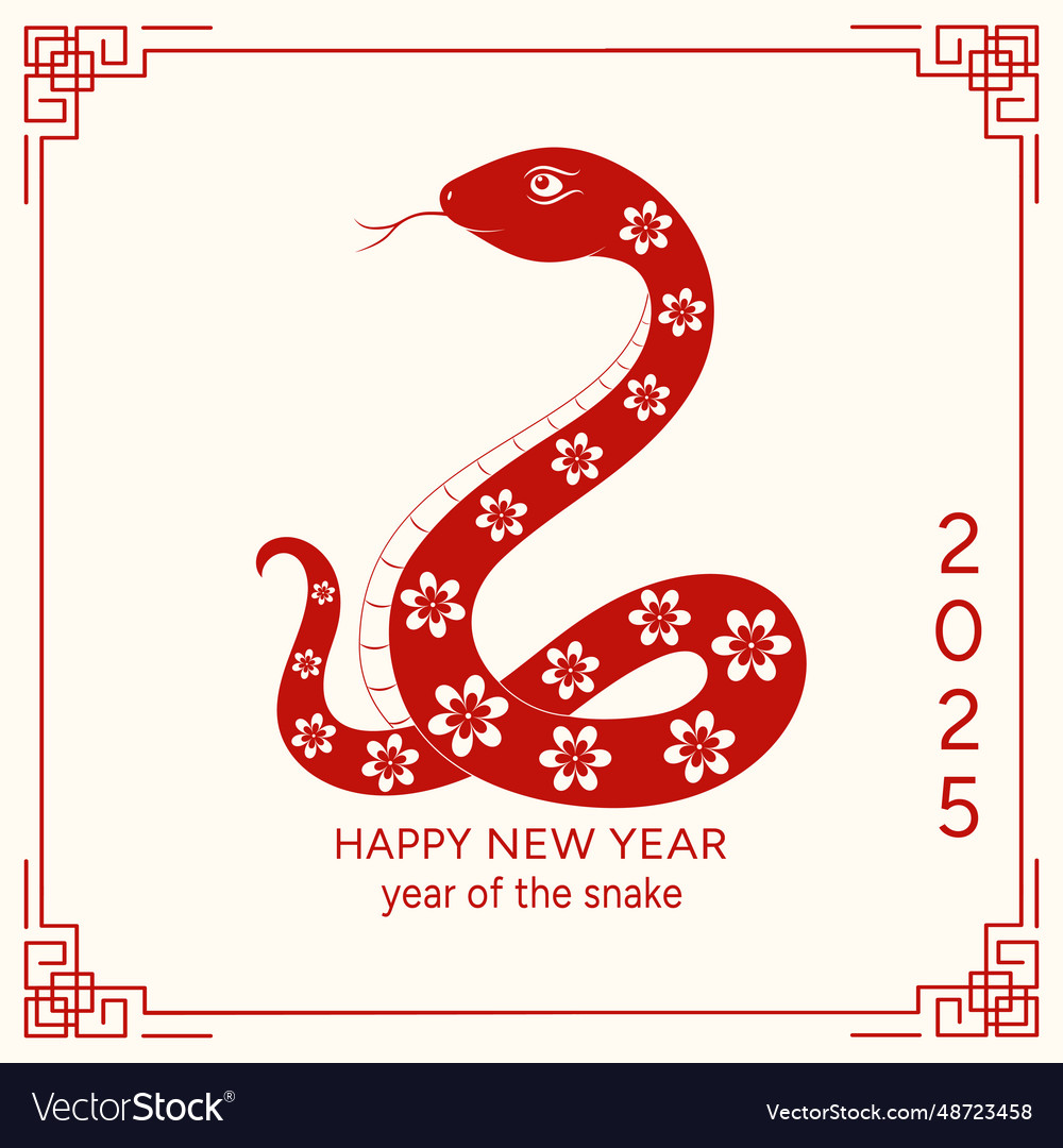 Happy new year 2025 background of the snake Vector Image