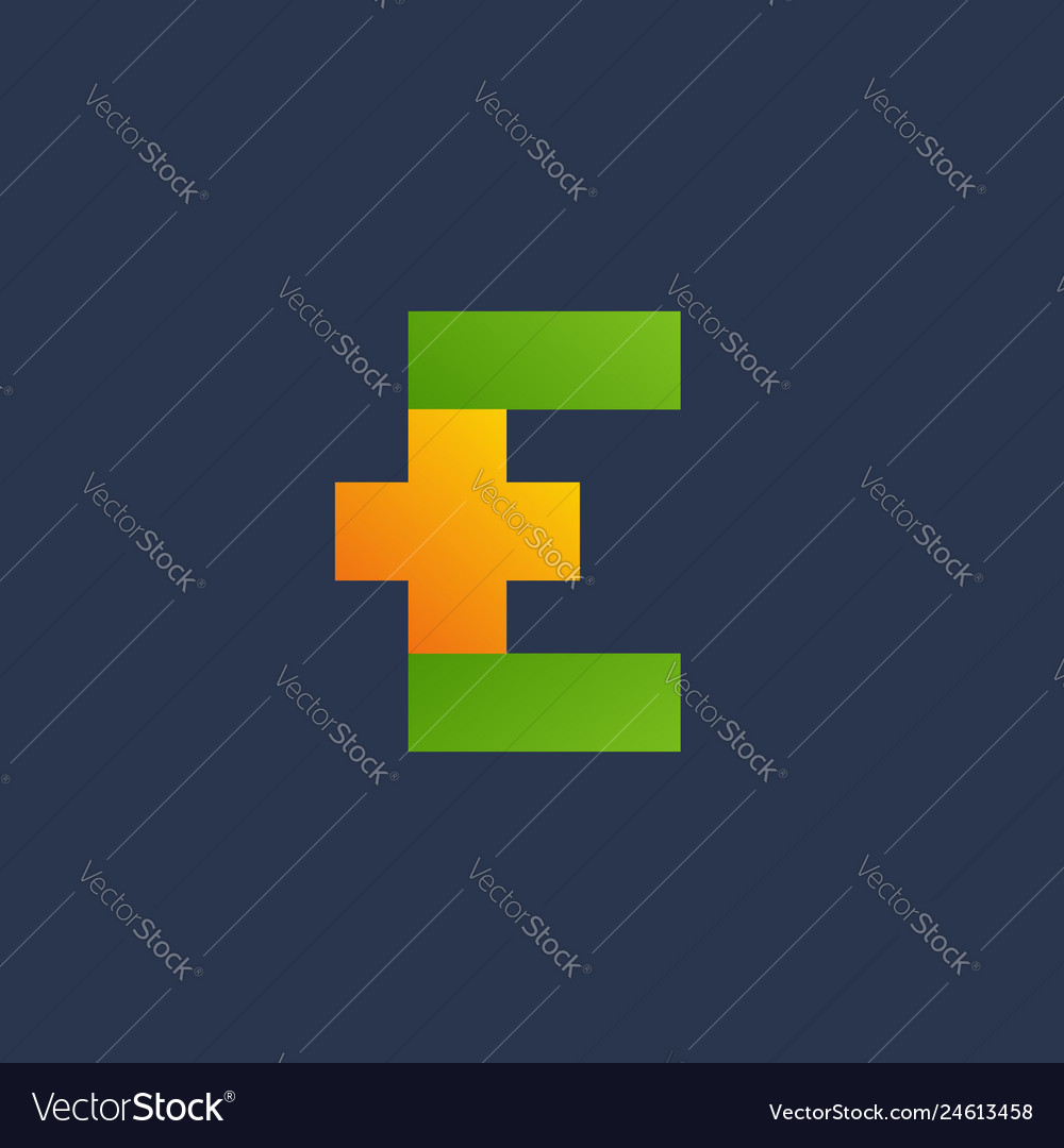 Letter e cross plus logo icon design template Vector Image