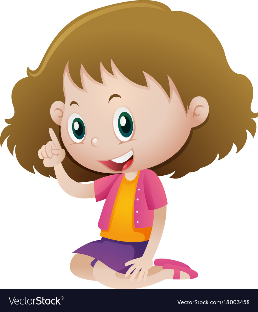 Little girl pointing finger up Royalty Free Vector Image