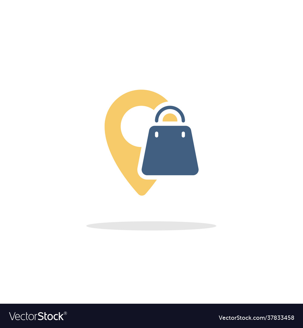 Location shopping bag icon with shadow commerce