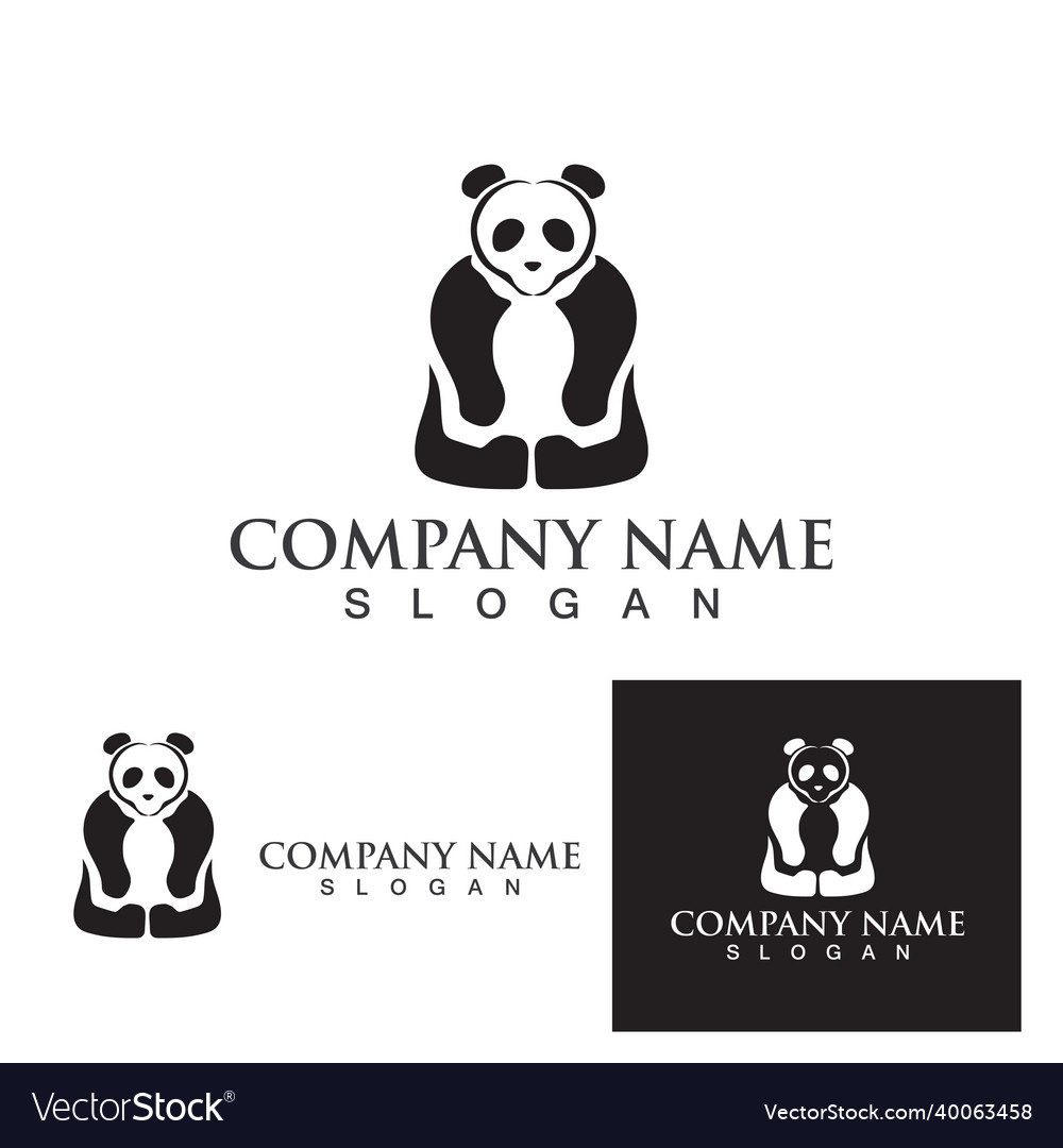 Panda head black and white logo Royalty Free Vector Image