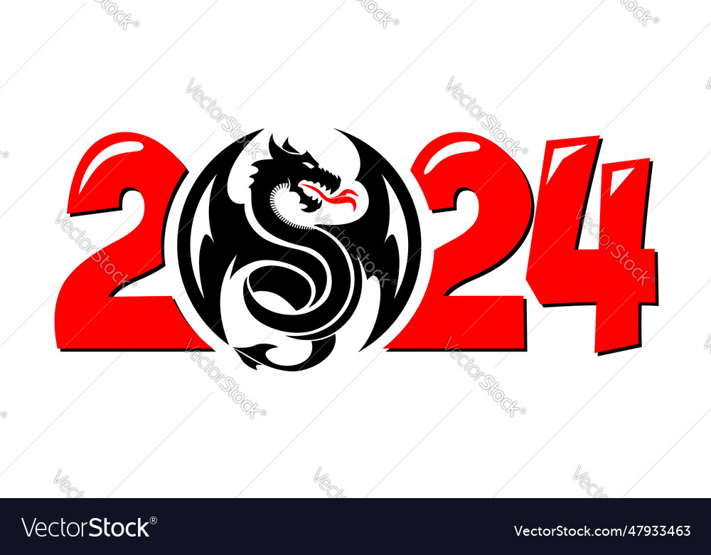 2024 dragon year symbol Royalty Free Vector Image