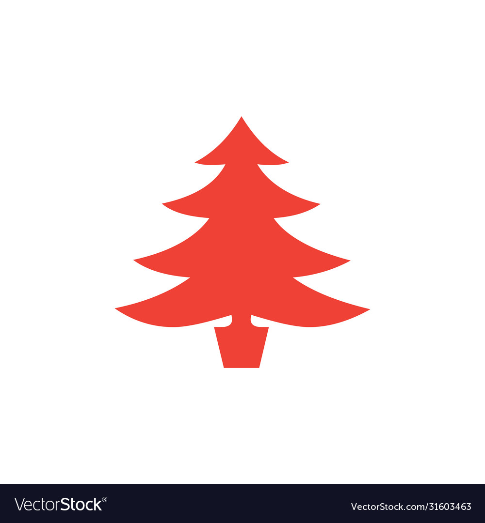 Christmas tree red icon on white background