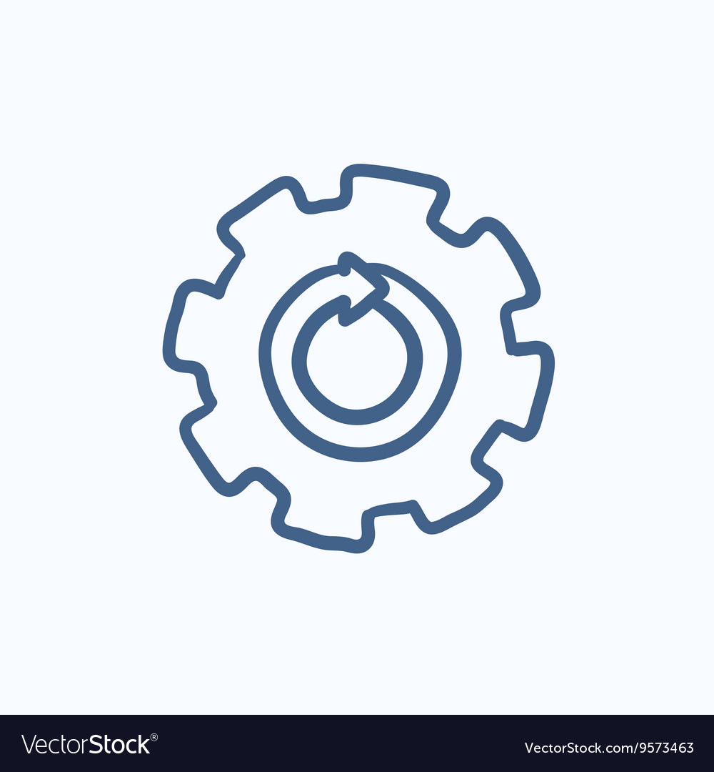 Gear wheel with arrow sketch icon