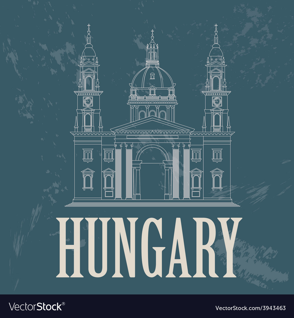 Hungary landmarks retro styled image