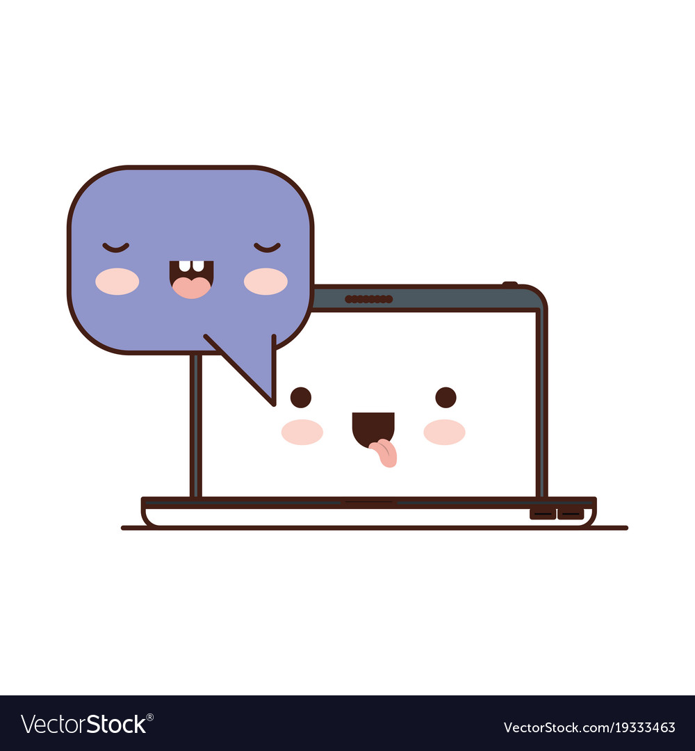 Kawaii laptop computer with speech dialogue Vector Image