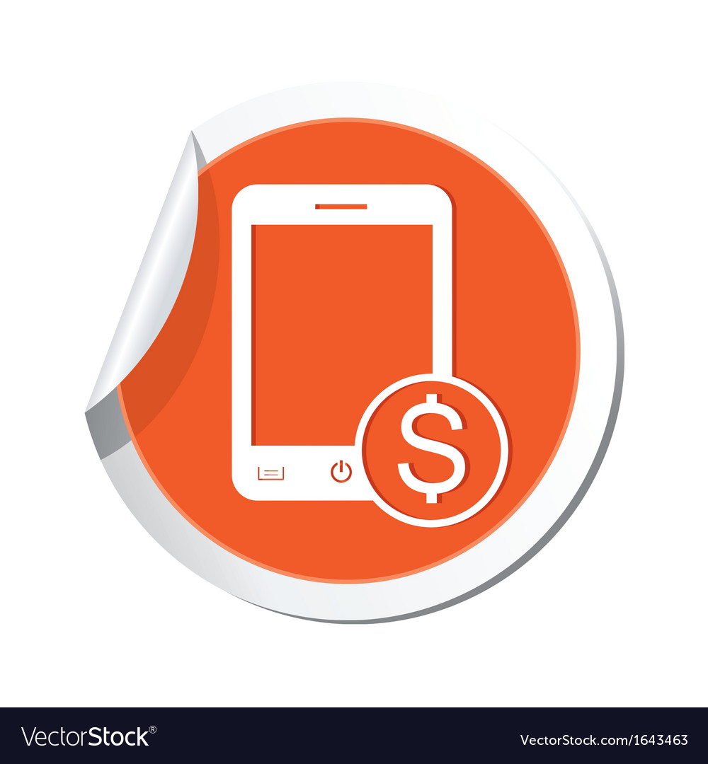 Phone cost icon orange sticker Royalty Free Vector Image