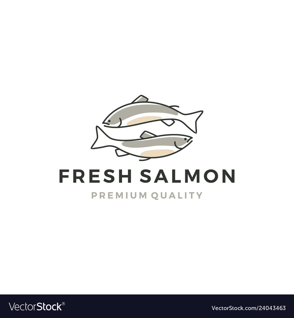 Salmon fish logo seafood label badge sticker Vector Image