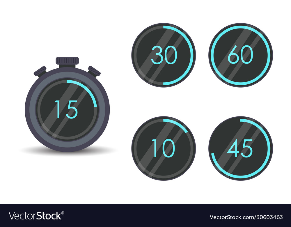 Stopwatch set timer Royalty Free Vector Image VectorStock