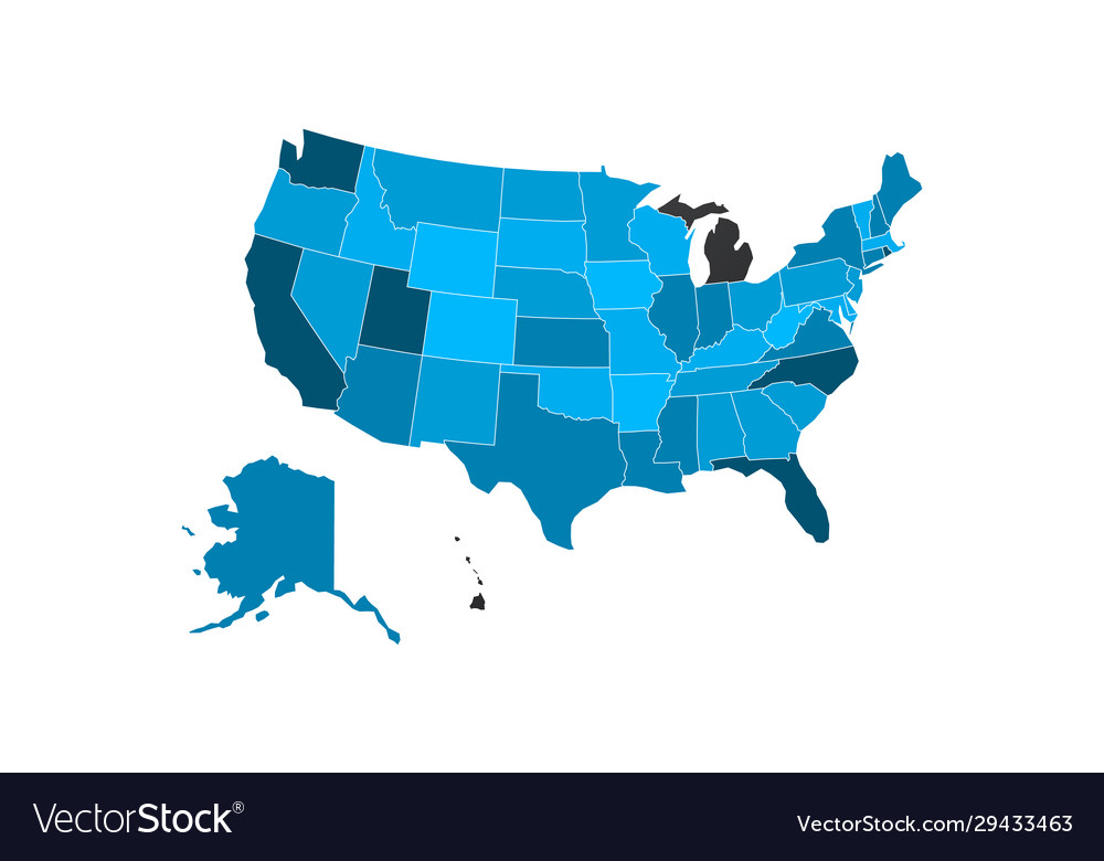 Usa map with states in different color Royalty Free Vector