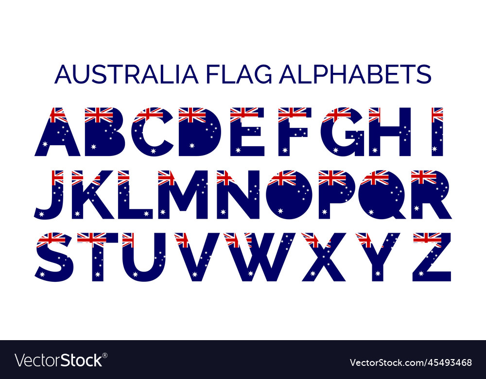 Australian flag alphabetic letters Royalty Free Vector Image