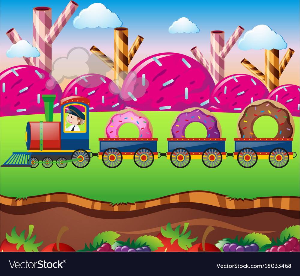 Candy land with train ride donuts