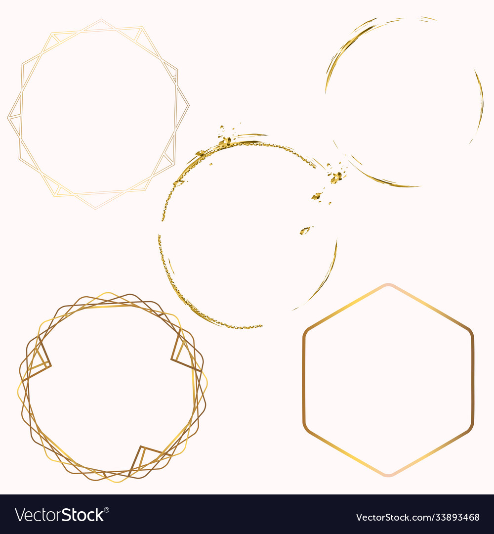 Collection abstract golden frames for design vector image Collection abstract golden frames for design