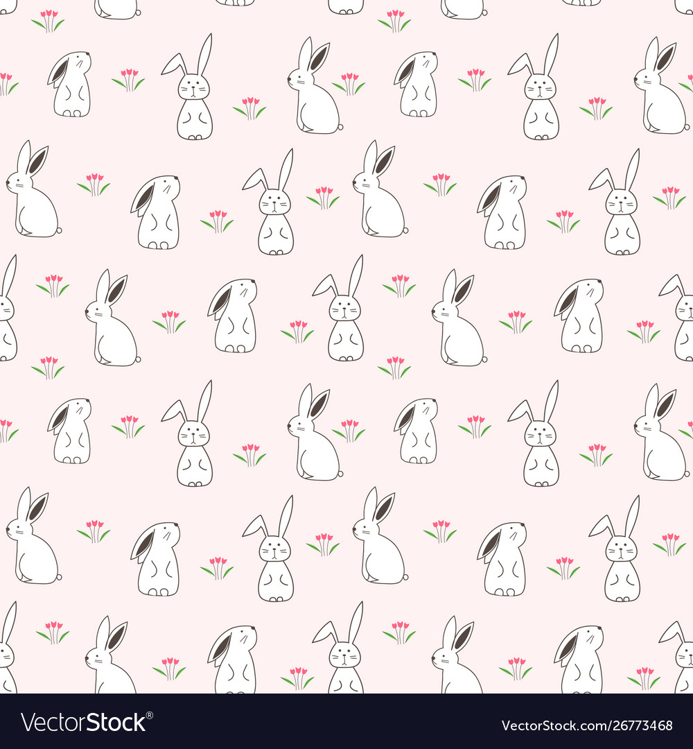 Cute bunny seamless pattern background Royalty Free Vector