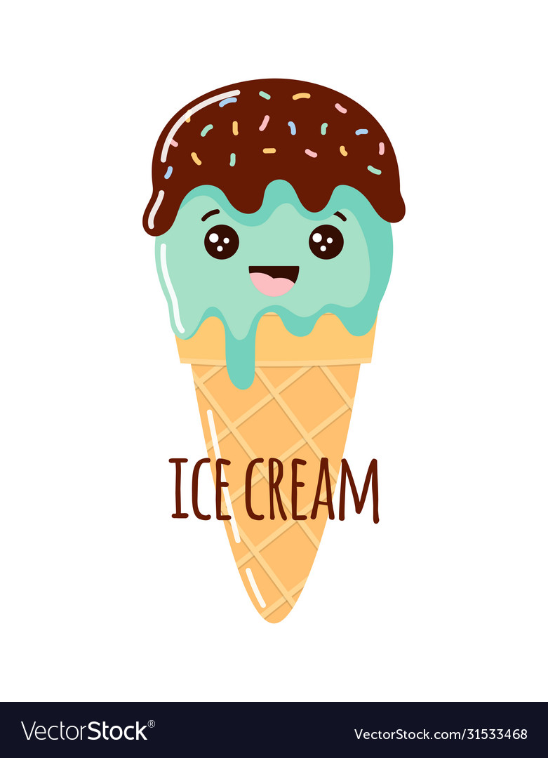 Cute cartoon ice cream cone summer card