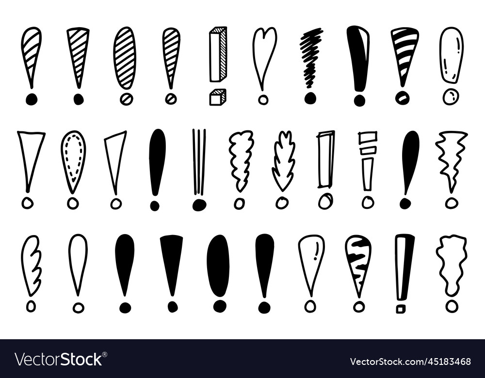 Handwritten exclamation mark doodle hand draw Vector Image