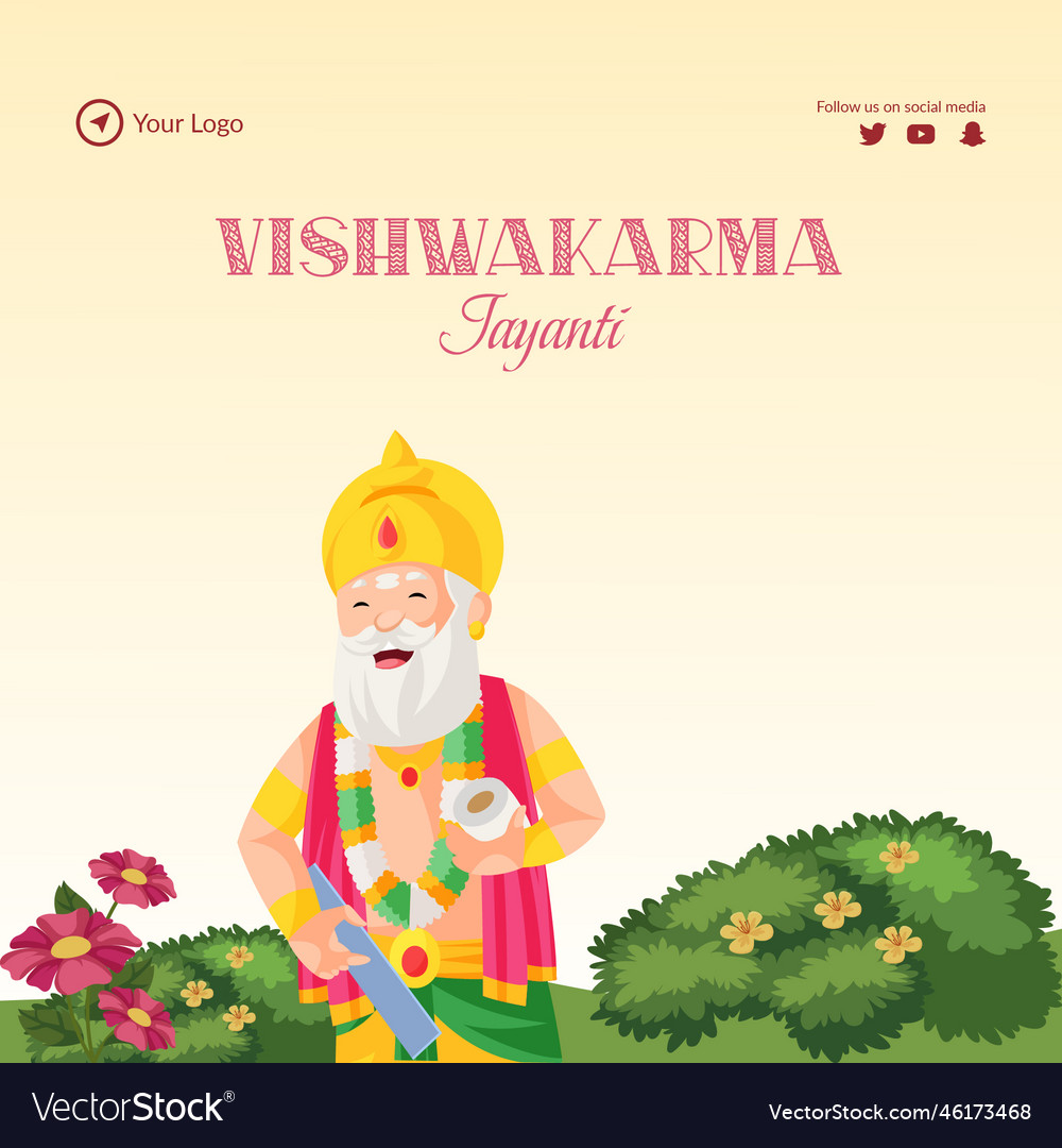 Hindu god vishwakarma an architect banner design vector image Hindu god vishwakarma an architect banner design