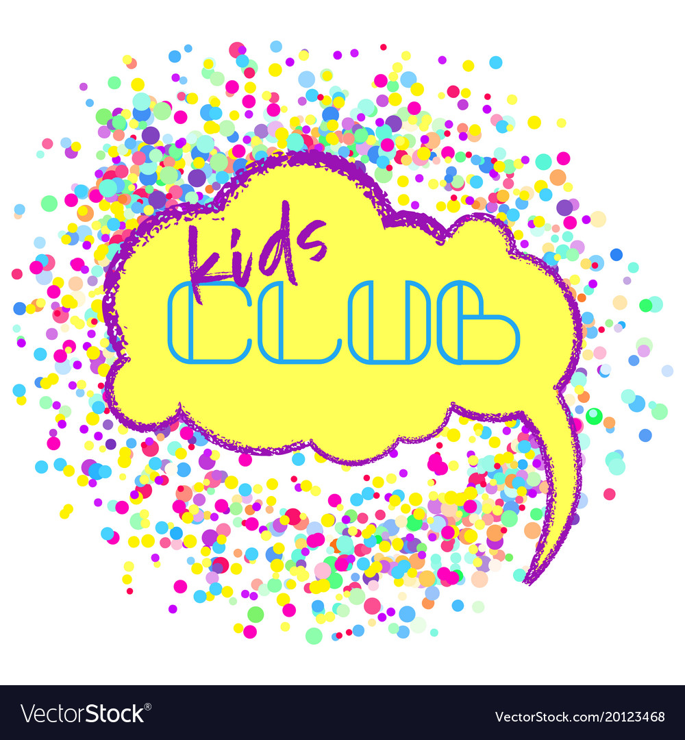 Kids club flat banner colorful bubbles