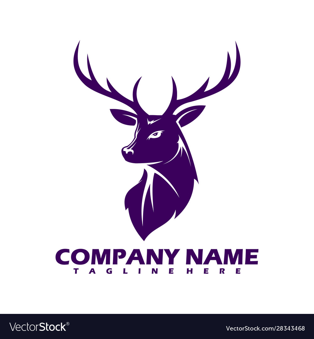 Mono line design deer head isolated white