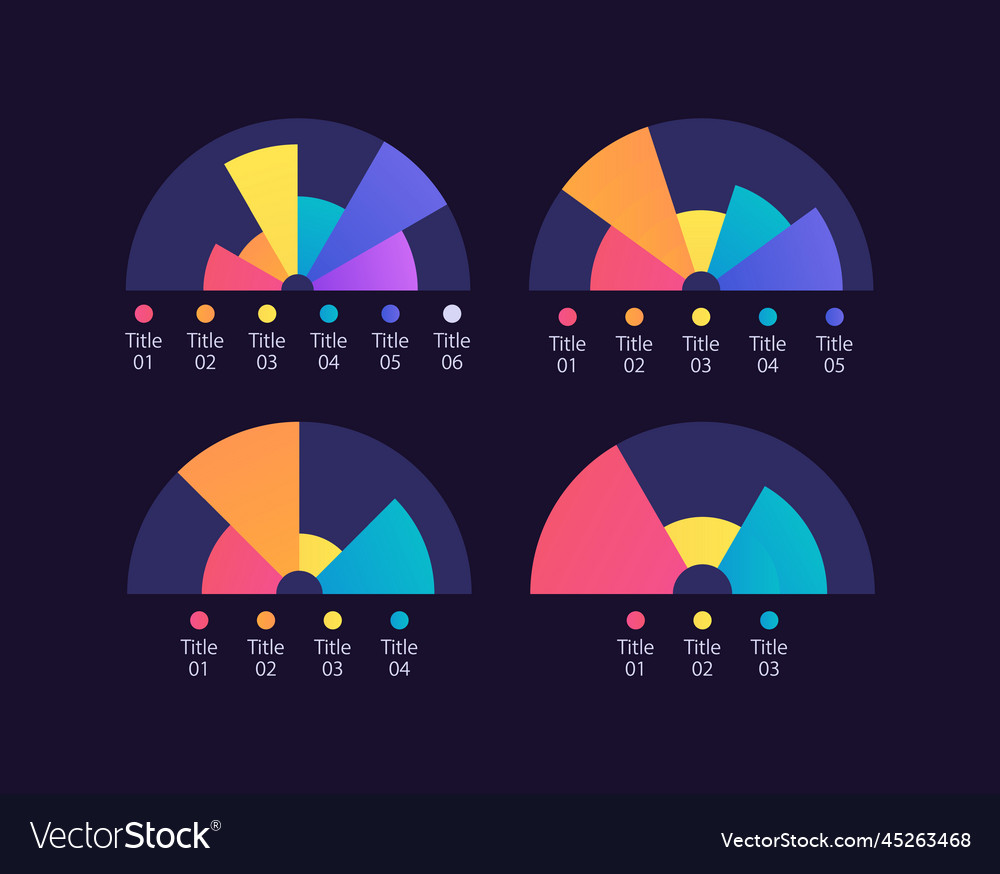 Semi circle pie infographic chart design template Vector Image