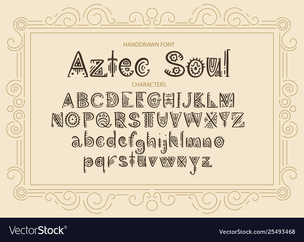 Tribal aztec alphabet