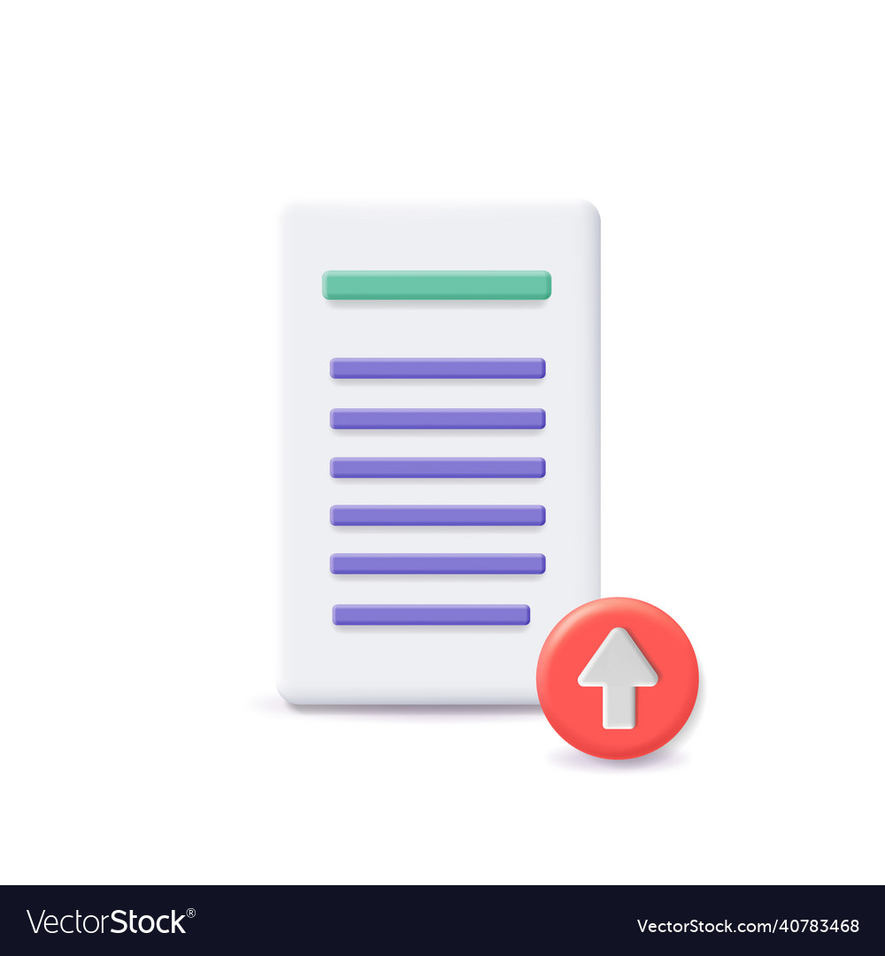 Upload file 3d icon paper sheet Royalty Free Vector Image