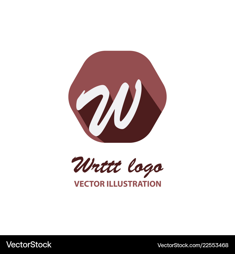 W letter color logo with dot and shadow Royalty Free Vector