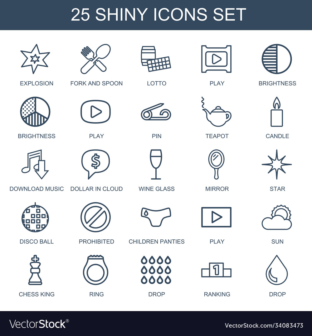 25 shiny icons Royalty Free Vector Image - VectorStock