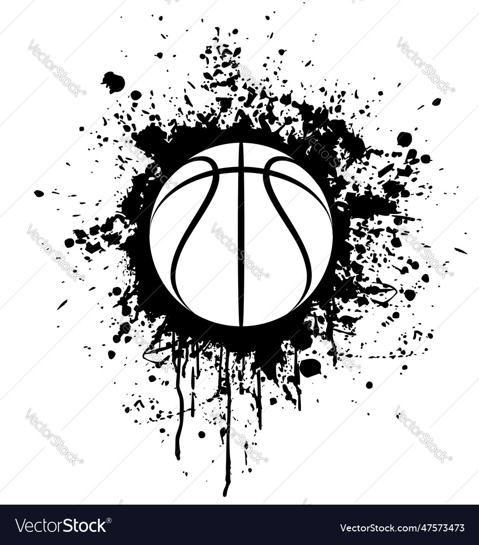 Basketball with grungy black ink paint Royalty Free Vector