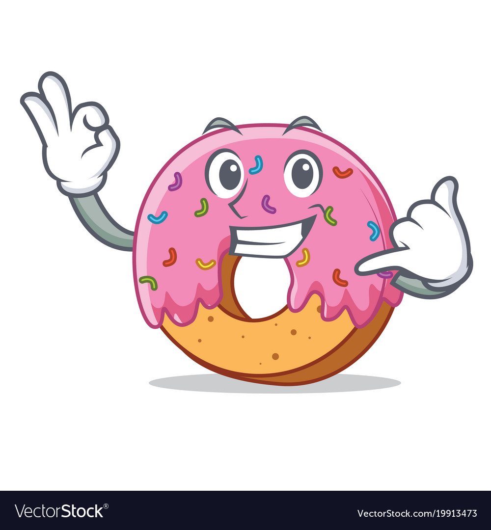 Call me donut mascot cartoon style Royalty Free Vector Image